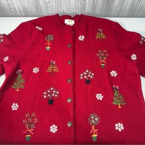 Talbots Red Festive Cardigan